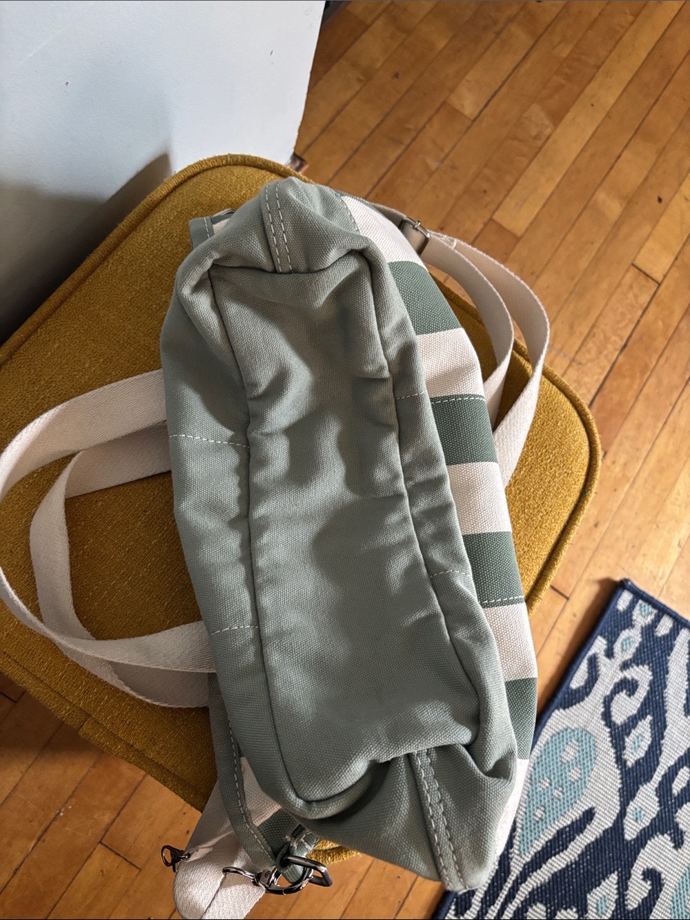 Lands' End Striped Canvas Tote in Sage & Cream - Picture 8 of 8